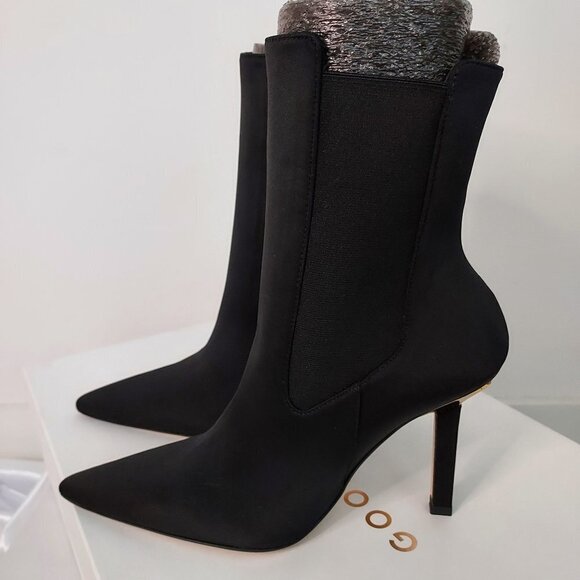 Good American Black Suede  Neoprene Booties NWT - Picture 1 of 8